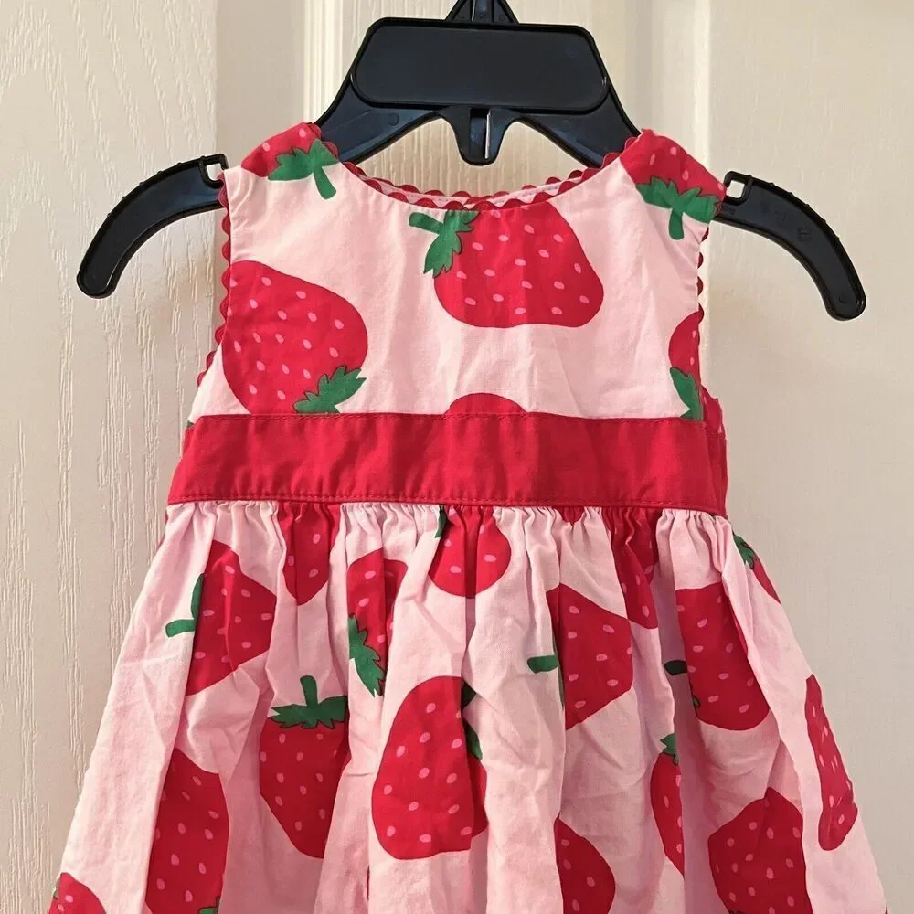 Carter's Pink Strawberry Dress Cotton Girls Size 3 Months
